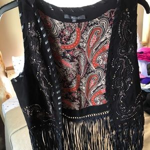 Miss Me Black Fringe Vest